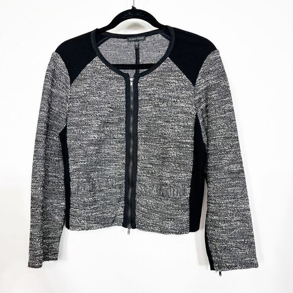 Eileen Fisher Jacket Womens Tweed Zip Cardigan Woven Long SleeveLadies Medium - Picture 1 of 9